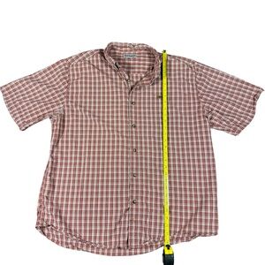 Men's Red Plaid Carhartt Short Sleeve Button Down Shirt